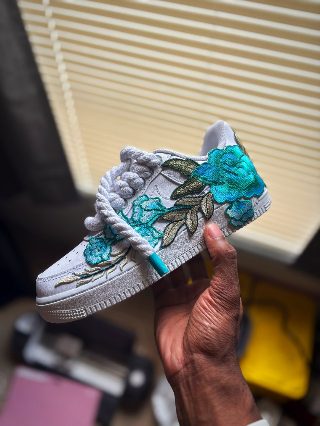 Custom Teal Floral AF1s