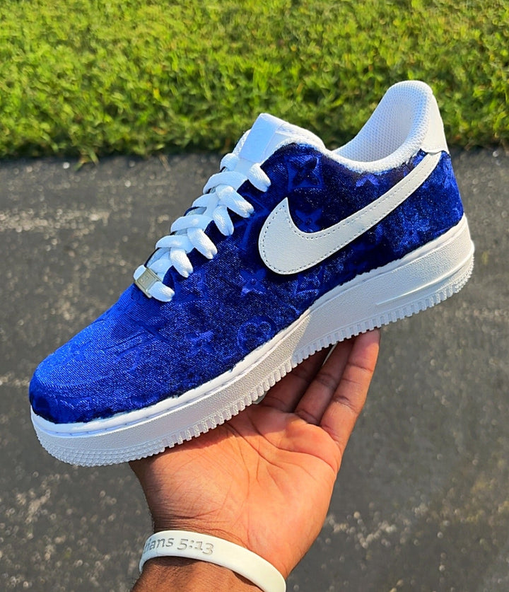 Custom Blue Fabric LV AF1s