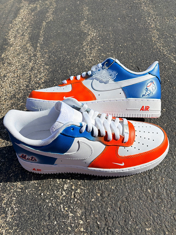 Custom pair of airforce ones mlb team colors with mascot logo. 