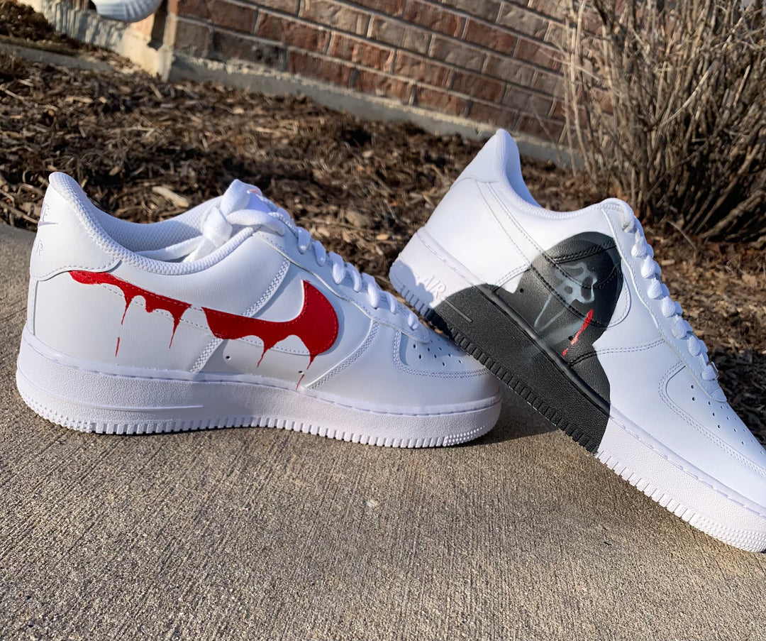 Iconic Scream design AF1’s with handpainted ghostface design for men and women 